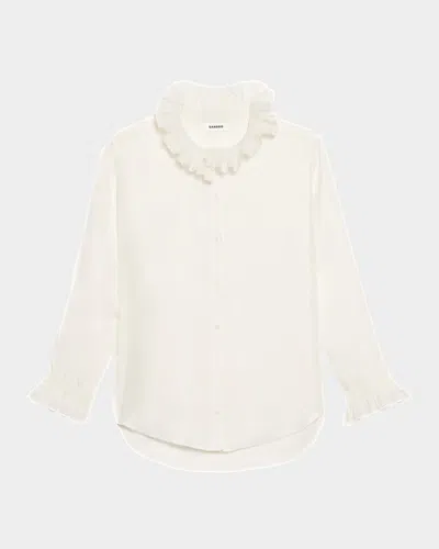 SANDRO HABY RUFFLED SILK SHIRT