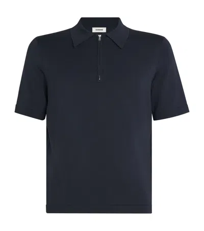 Sandro Half-zip Polo Shirt In Black