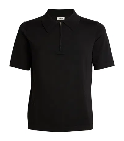 Sandro Half-zip Polo Shirt In Black