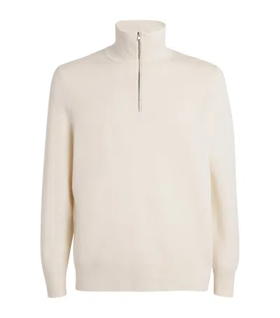 Sandro Half-zip Sweater In Beige