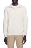 Sandro Zip-up High-neck Jumper In Ecru