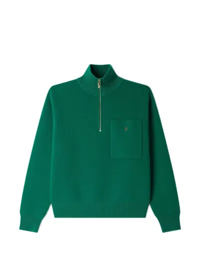 Sandro Half-zip Chest-pocket Sweatshirt In Green