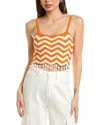 Sandro Embellished Cropped Striped Crochet-knit Top In Orange