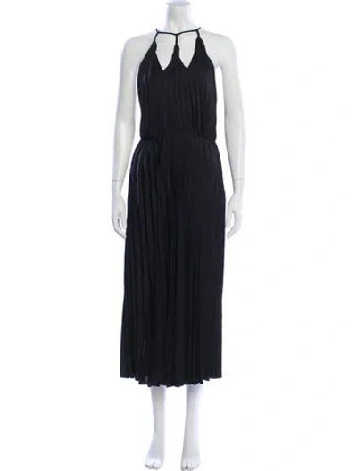 Pre-owned Sandro Halterneck Long Dress In Black