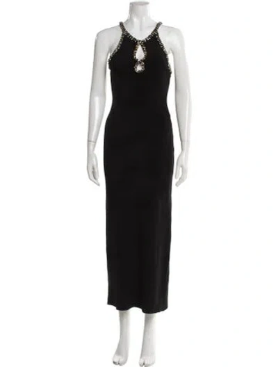Pre-owned Sandro Halterneck Long Dress In Black