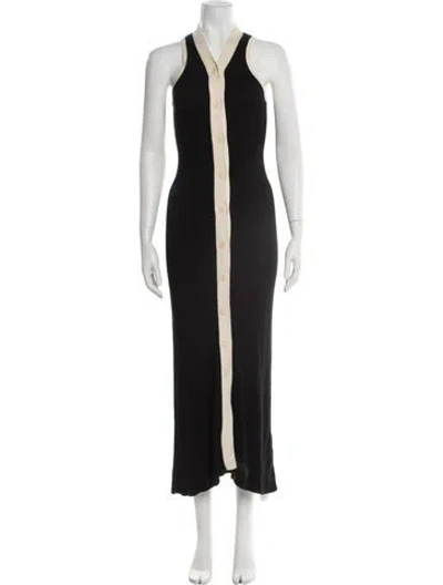 Pre-owned Sandro Halterneck Long Dress In Black