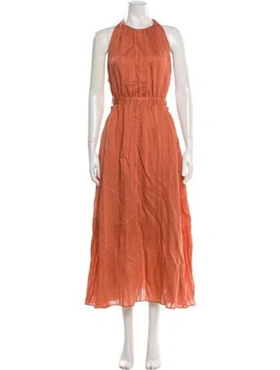 Pre-owned Sandro Halterneck Long Dress In Brown