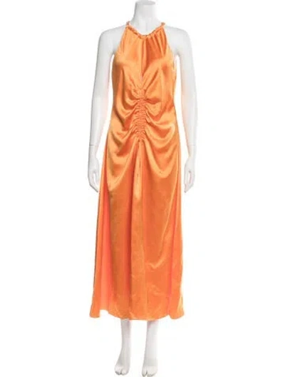 Pre-owned Sandro Halterneck Long Dress In Green