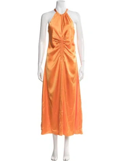 Pre-owned Sandro Halterneck Long Dress In Orange