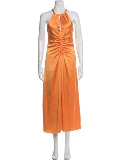 Pre-owned Sandro Halterneck Long Dress W/ Tags In Orange