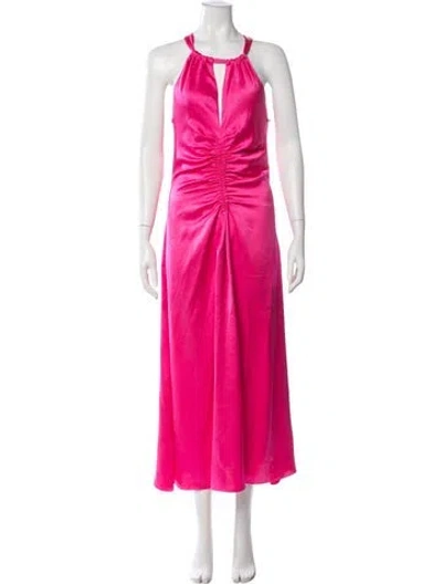 Pre-owned Sandro Halterneck Long Dress W/ Tags In Pink