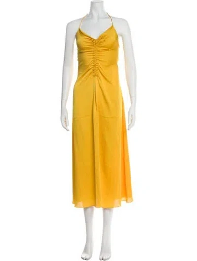 Pre-owned Sandro Halterneck Long Dress In Yellow