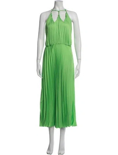 Pre-owned Sandro Halterneck Midi Length Dress In Green