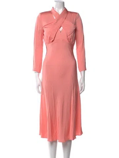 Pre-owned Sandro Halterneck Midi Length Dress In Pink