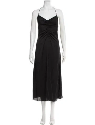 Pre-owned Sandro Halterneck Midi Length Dress W/ Tags In Black