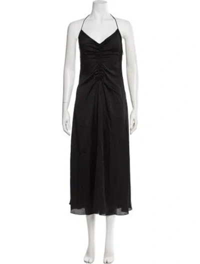 Pre-owned Sandro Halterneck Midi Length Dress W/ Tags In Black