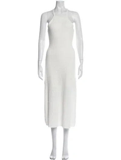 Pre-owned Sandro Halterneck Midi Length Dress In White