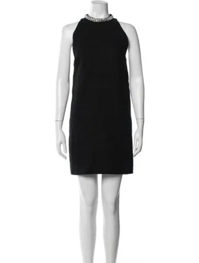Pre-owned Sandro Halterneck Mini Dress W/ Tags In Black/blue