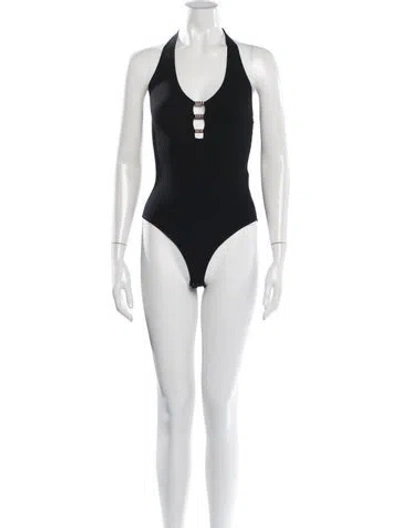 Pre-owned Sandro Halterneck Sleeveless Bodysuit In Black