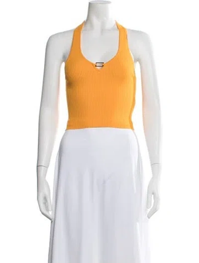 Pre-owned Sandro Halterneck Sleeveless Crop Top In Yellow