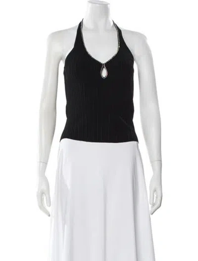 Pre-owned Sandro Halterneck Sleeveless Top In Black