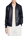 Sandro Harry Full Grain Leather Jacket In Multi