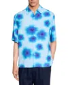Sandro Hawaiian Printed Button Front Shirt In Blue Sky