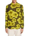 Sandro Mens Floral-print Long-sleeved Woven Shirt Verts In Super Green