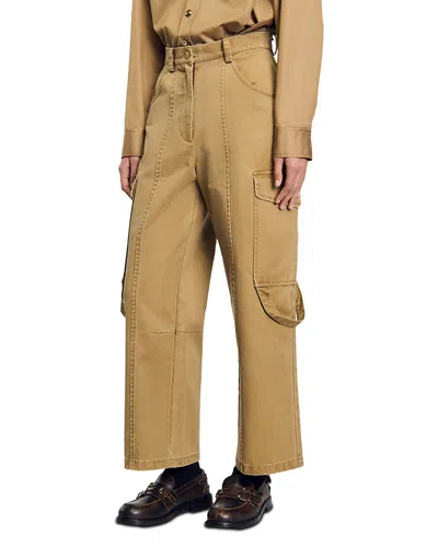Sandro Haytham High Rise Cargo Pants In 中性色