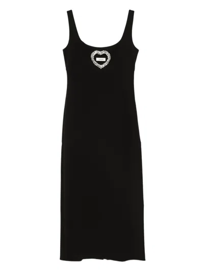 Sandro Heart-embellished Sleeveless Midi Dress In Black