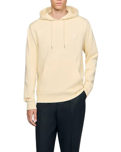 Sandro Heart Patch Hooded Sweatshirt In Yellow