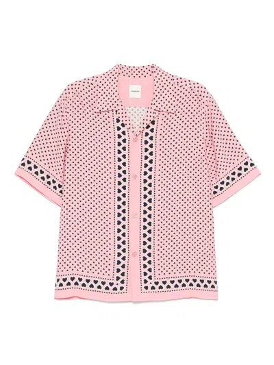 Sandro T-shirt Mit Herz-print In Pink