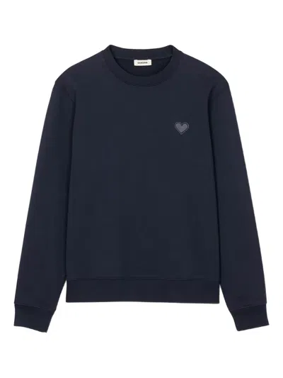 Sandro Heart Sweatshirt In Blue