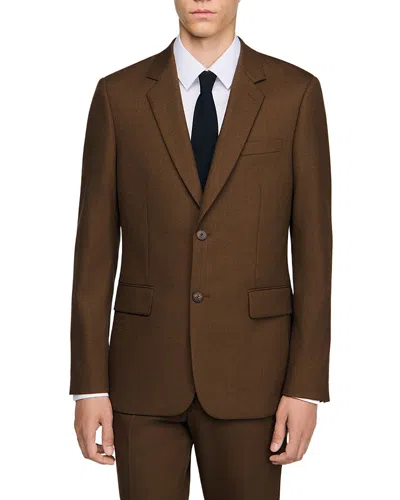 SANDRO HEATHER LEGACY WOOL BLEND SUIT JACKET