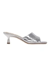 Sandro Heeled Metallic Leather Mules In Silver