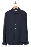 Sandro Hemp Button-up Shirt In Blue