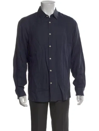 Pre-owned Sandro Hemp Long Sleeve Dress Shirt In Blue