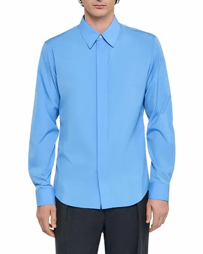 Sandro Hidden Placket Formal Shirt In Blue