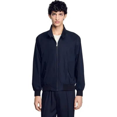 Sandro High-neck Jacket In Midnight Blue