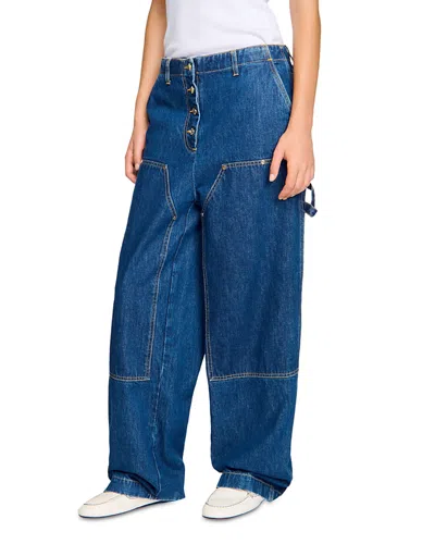 SANDRO HIGH RISE CARPENTER JEANS IN BLUE JEAN