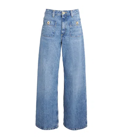 Sandro High-waist Wide-leg Jeans In Blue