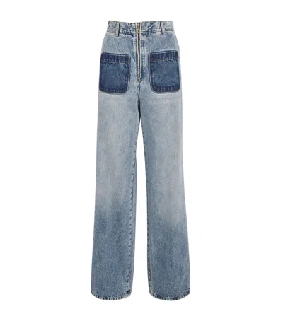 Sandro High-waist Wide-leg Jeans In Gold