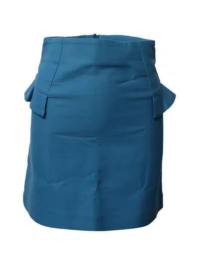 Pre-owned Sandro High-waisted Flap-pocket Mini Skirt In Blue
