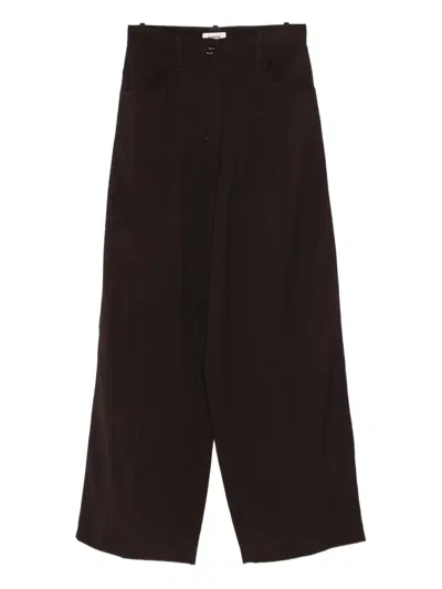 Sandro High-waisted Palazzo Pants In Brown