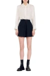 Sandro High-waisted Shorts With Buttons In Black