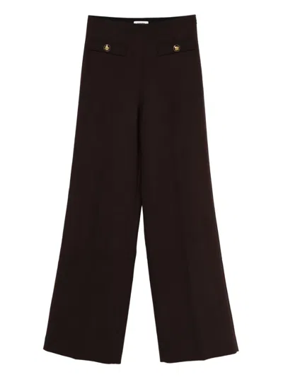 Sandro High-waisted Trousers In Brown