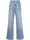 Sandro Oslo High Waist Cotton Denim Jeans In Blue