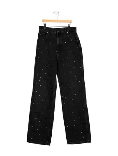 Pre-owned Sandro High-rise Straight Leg Jeans In Black