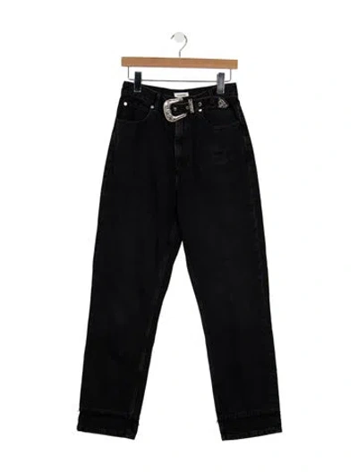 Pre-owned Sandro High-rise Straight Leg Jeans In Black