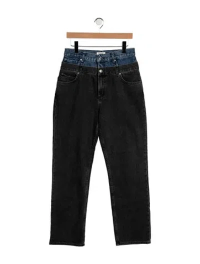 Pre-owned Sandro High-rise Straight Leg Jeans In Black/blue